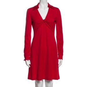 EUC Diane Von Furstenberg Red Knit Wool Twist Dress - Size 4